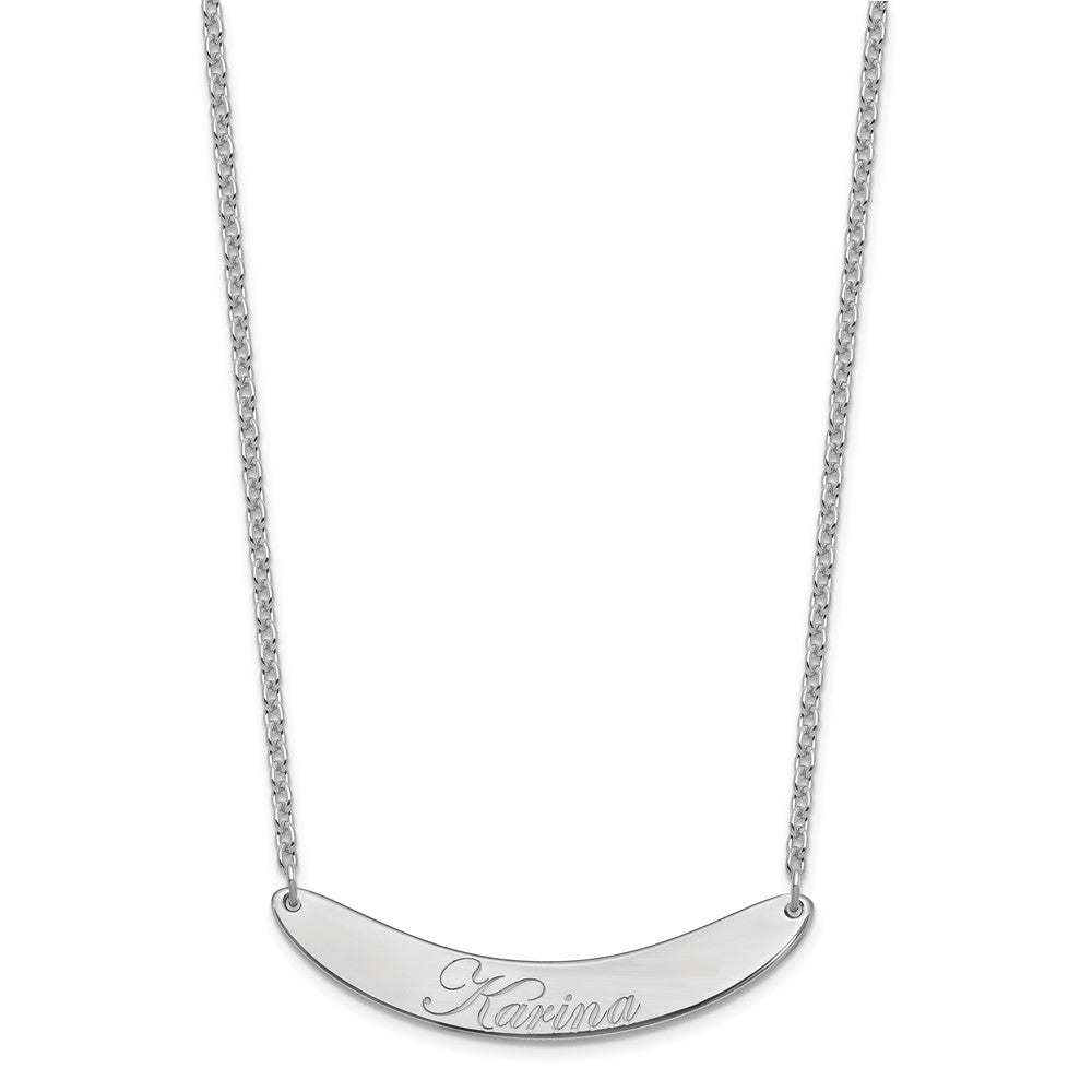 SS/Rhod-plated Medium EDWARDIAN SCRIPT Curved Bar Necklace XNA1223SS