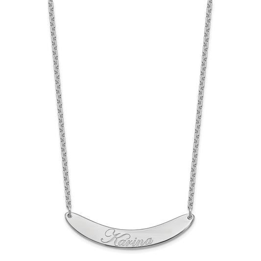 SS/Rhod-plated Medium EDWARDIAN SCRIPT Curved Bar Necklace XNA1223SS