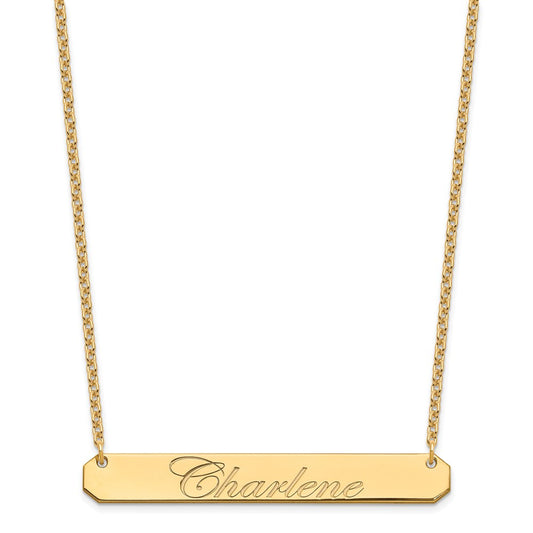 Sterling Silver/Gold-plated Large EDWARDIAN SCRIPT Bar Necklace XNA1225GP