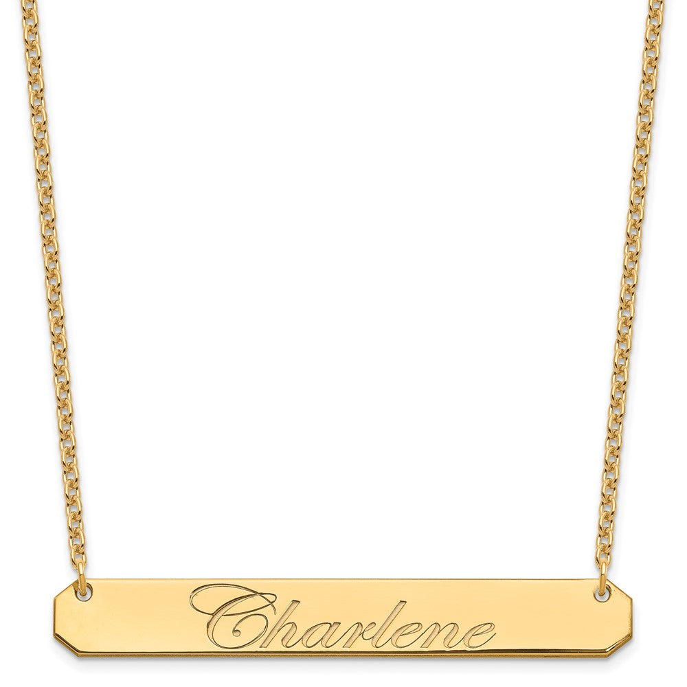 Sterling Silver/Gold-plated Large EDWARDIAN SCRIPT Bar Necklace XNA1225GP