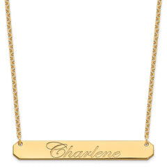 Sterling Silver/Gold-plated Large EDWARDIAN SCRIPT Bar Necklace XNA1225GP