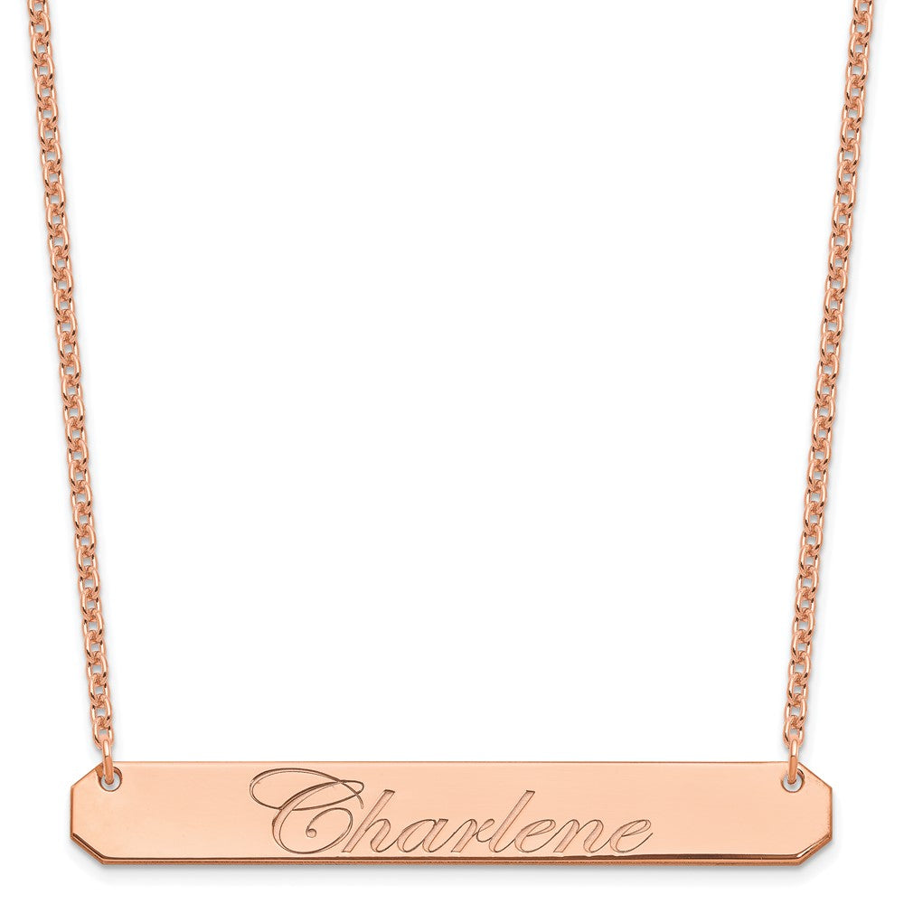 Sterling Silver/Rose-plated Large EDWARDIAN SCRIPT Bar Necklace XNA1225RP