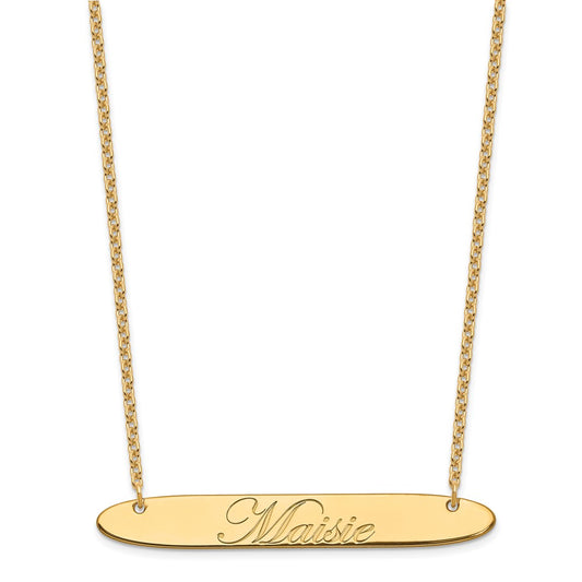 SS/Gold-plated Large Oblong EDEARDIAN SCRIPT Bar Necklace XNA1226GP