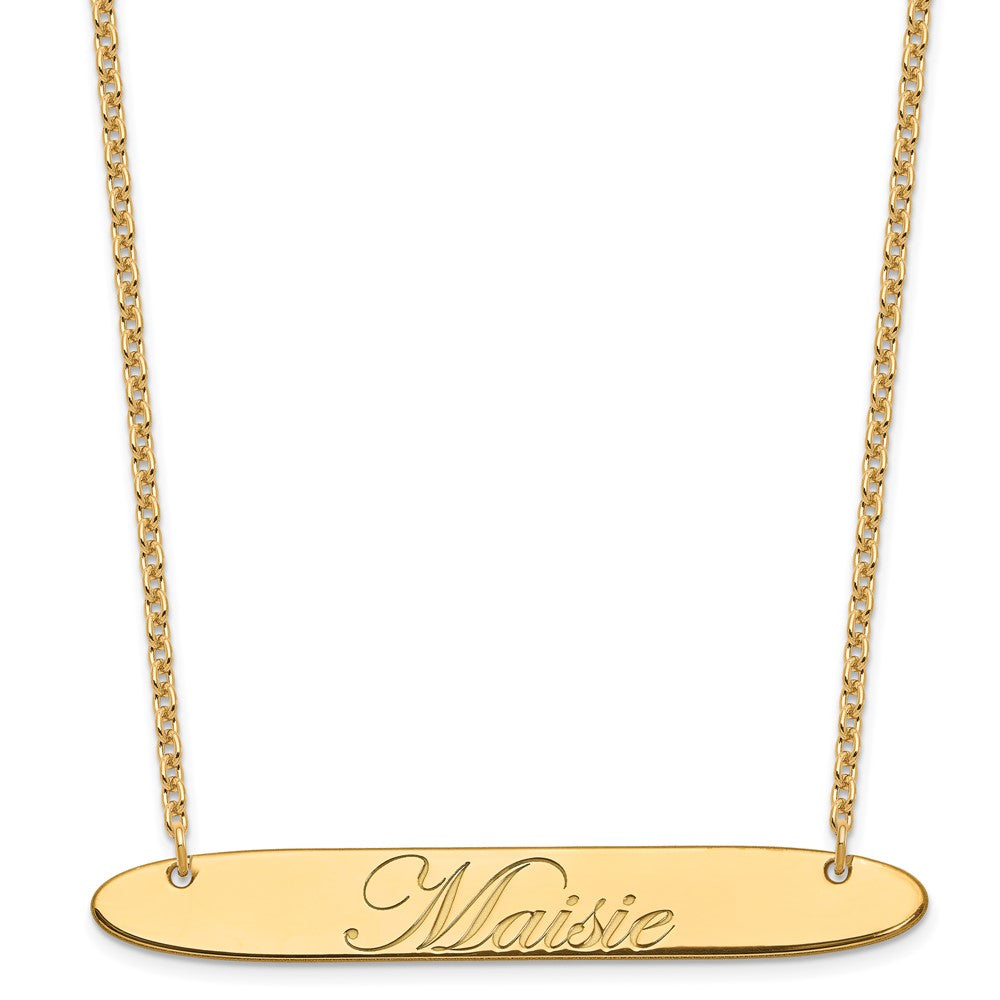 SS/Gold-plated Large Oblong EDEARDIAN SCRIPT Bar Necklace XNA1226GP