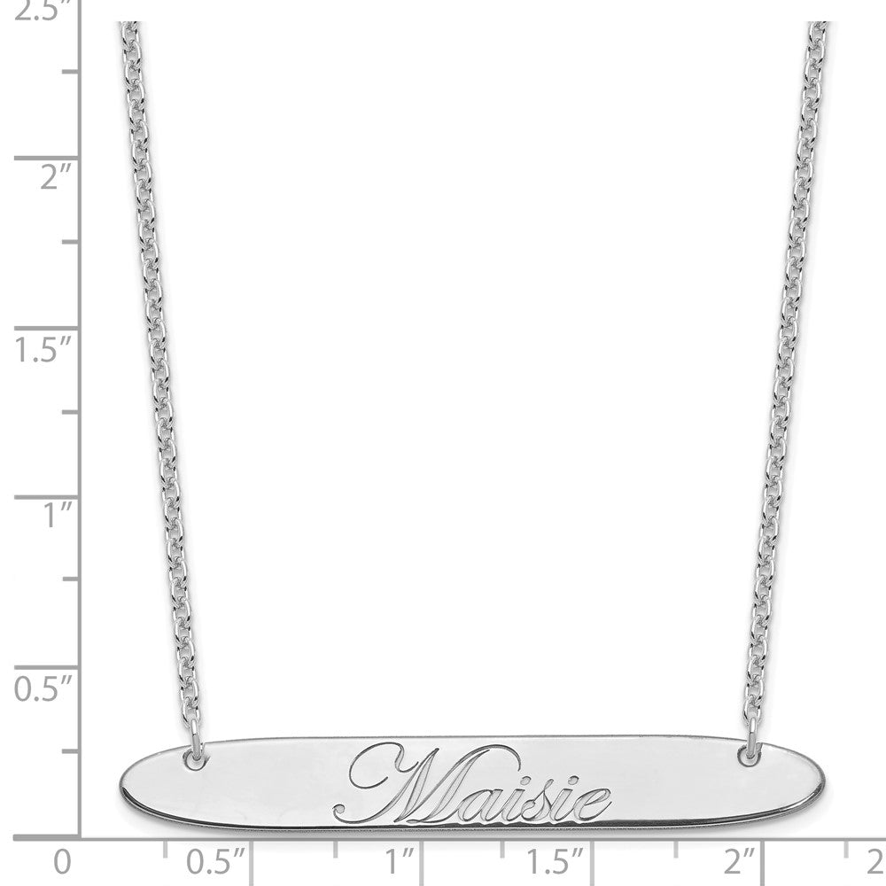 SS/Rhodium-plated Large Oblong EDWARDIAN SCRIPT Bar Necklace XNA1226SS