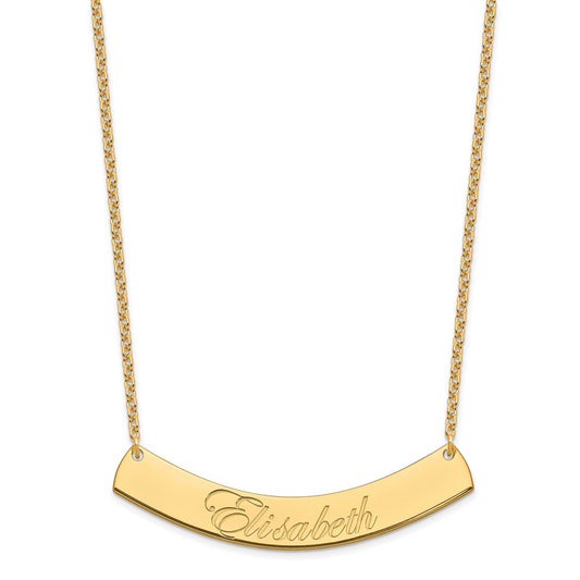 SS/Gold-plated Large EDWARDIAN SCRIPT Curved Bar Necklace XNA1227GP
