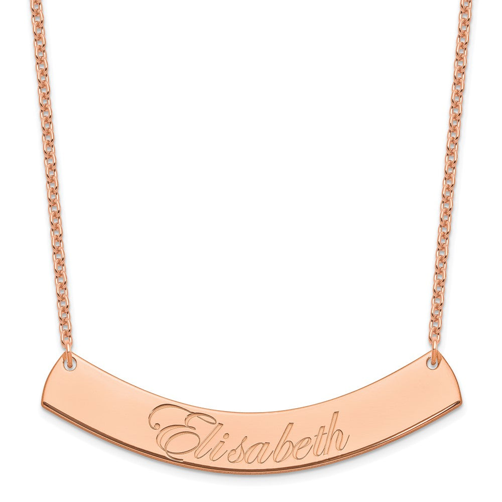 SS/Rose-plated Large EDWARDIAN SCRIPT Curved Bar Necklace XNA1227RP