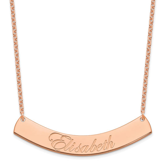 SS/Rose-plated Large EDWARDIAN SCRIPT Curved Bar Necklace XNA1227RP