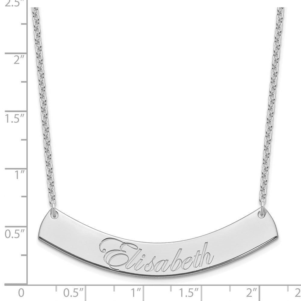 SS/Rhodium-plated Large EDWARDIAN SCRIPT Curved Bar Necklace XNA1227SS