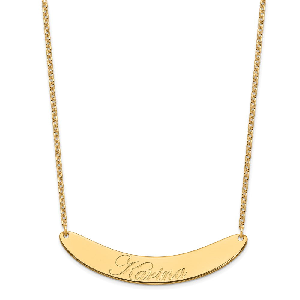 SS/Gold-plated Large EDWARDIAN SCRIPT Curved Bar Necklace XNA1228GP