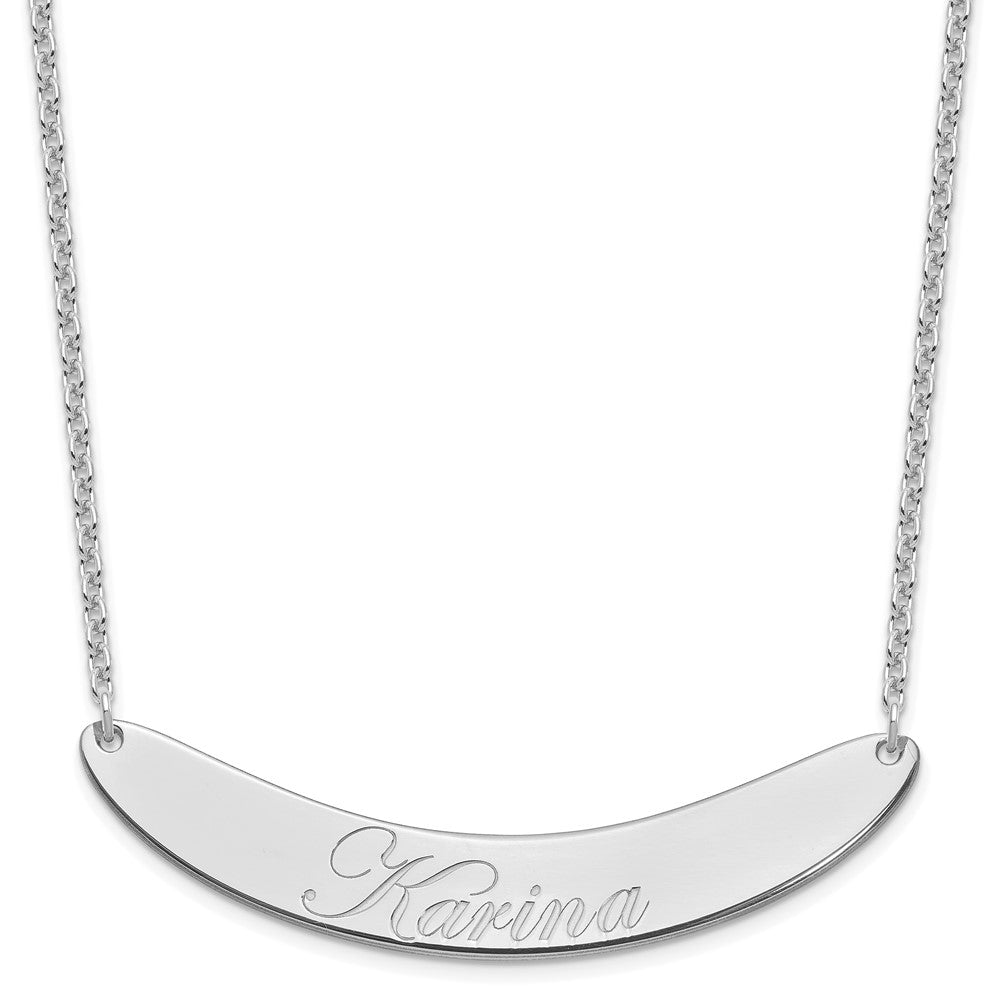 SS/Rhod-plated Large EDWARDIAN SCRIPT Curved Bar Necklace XNA1228SS