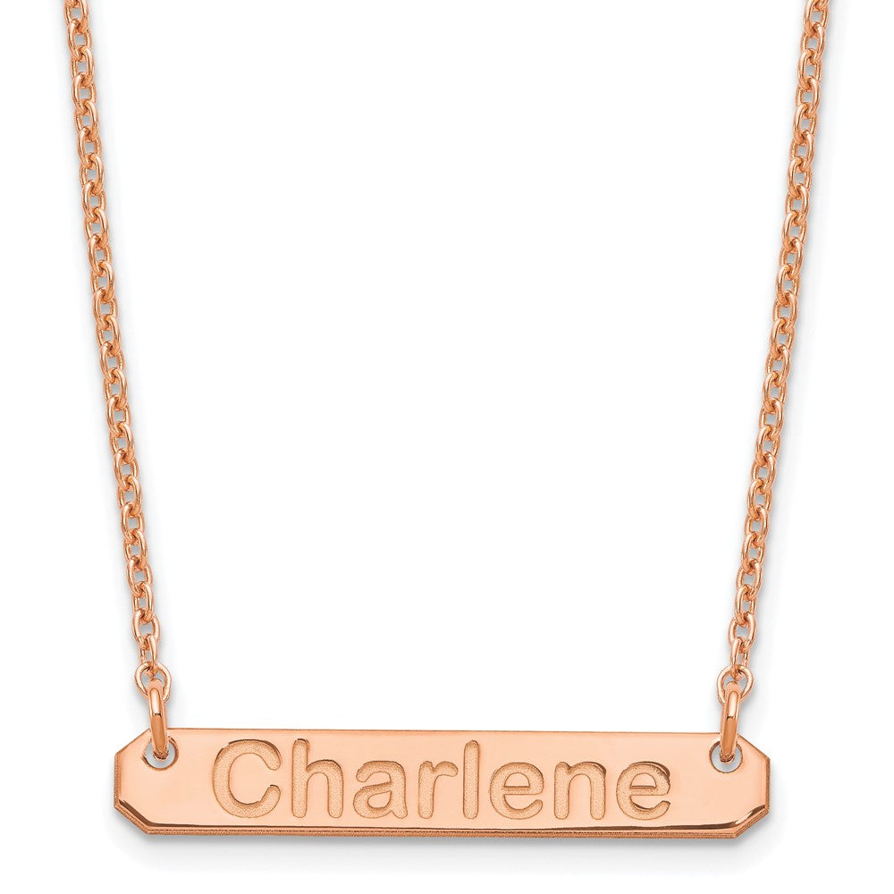 Sterling Silver/Rose-plated Small ARIAL ROUNDED Bar Necklace XNA1232RP