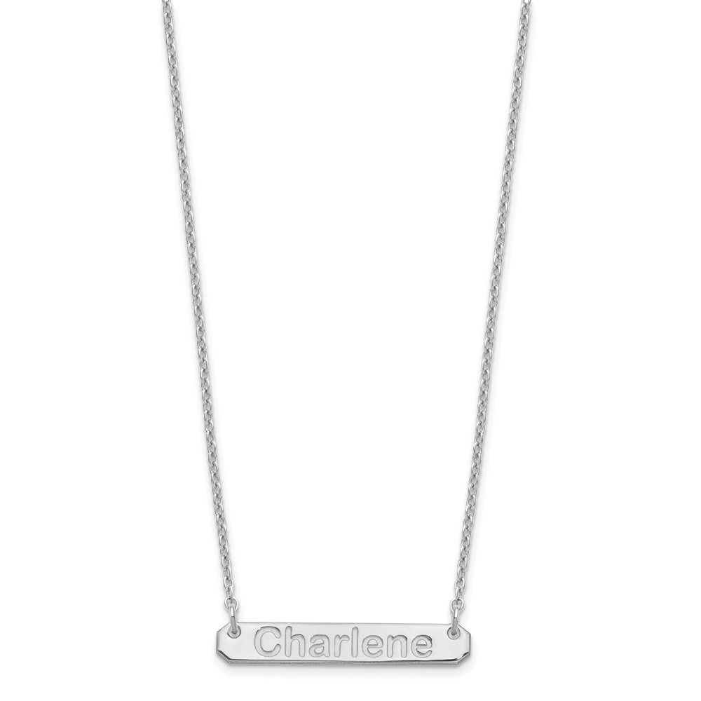 SS/Rhodium-plated Small Polished Arial Rounded Bar Necklace XNA1232SS