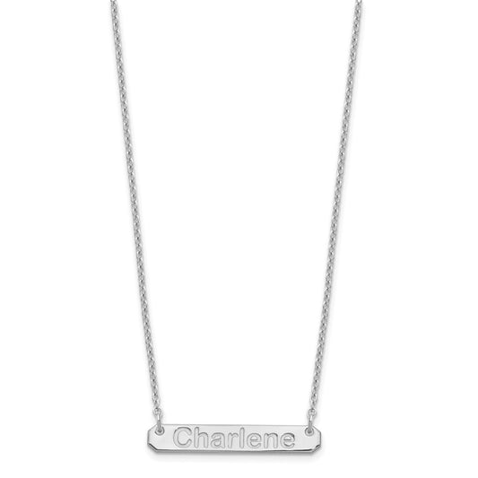 SS/Rhodium-plated Small Polished Arial Rounded Bar Necklace XNA1232SS