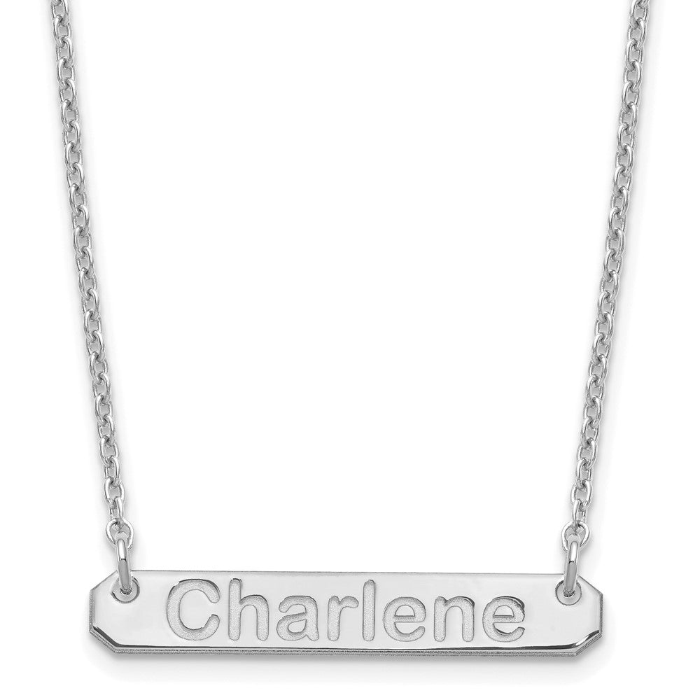 SS/Rhodium-plated Small Polished Arial Rounded Bar Necklace XNA1232SS