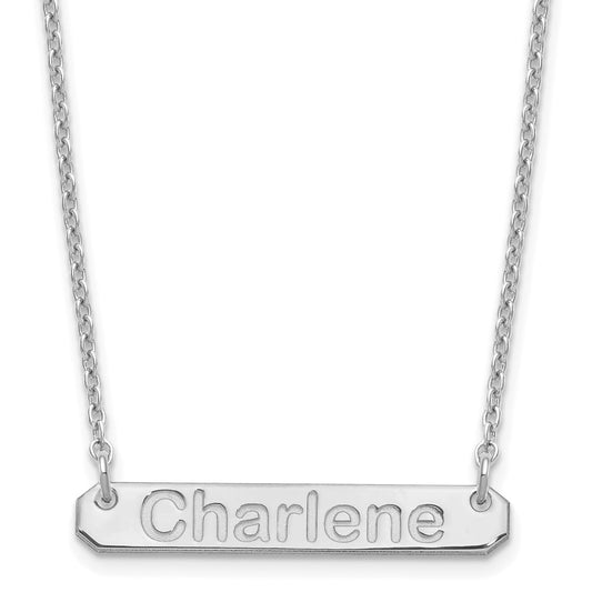 SS/Rhodium-plated Small Polished Arial Rounded Bar Necklace XNA1232SS