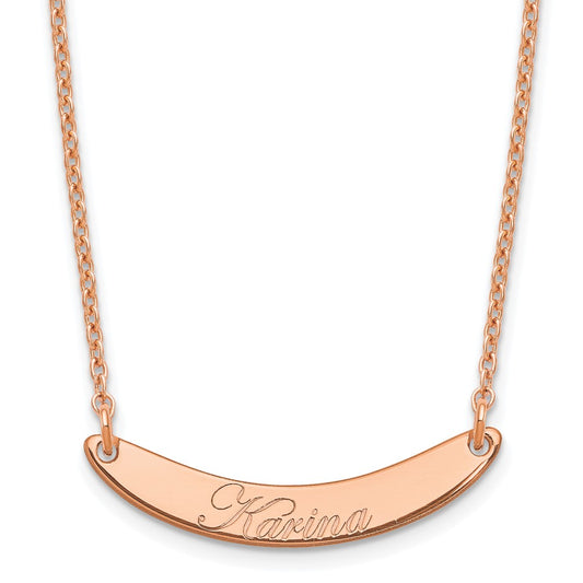 SS/Rose-plated Small EDWARDIAN SCRIPT Curved Bar Necklace XNA1235RP