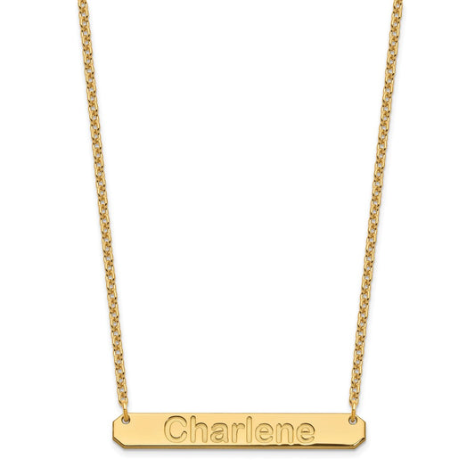 Sterling Silver/Gold-plated Medium ARIAL ROUNDED Bar Necklace XNA1237GP