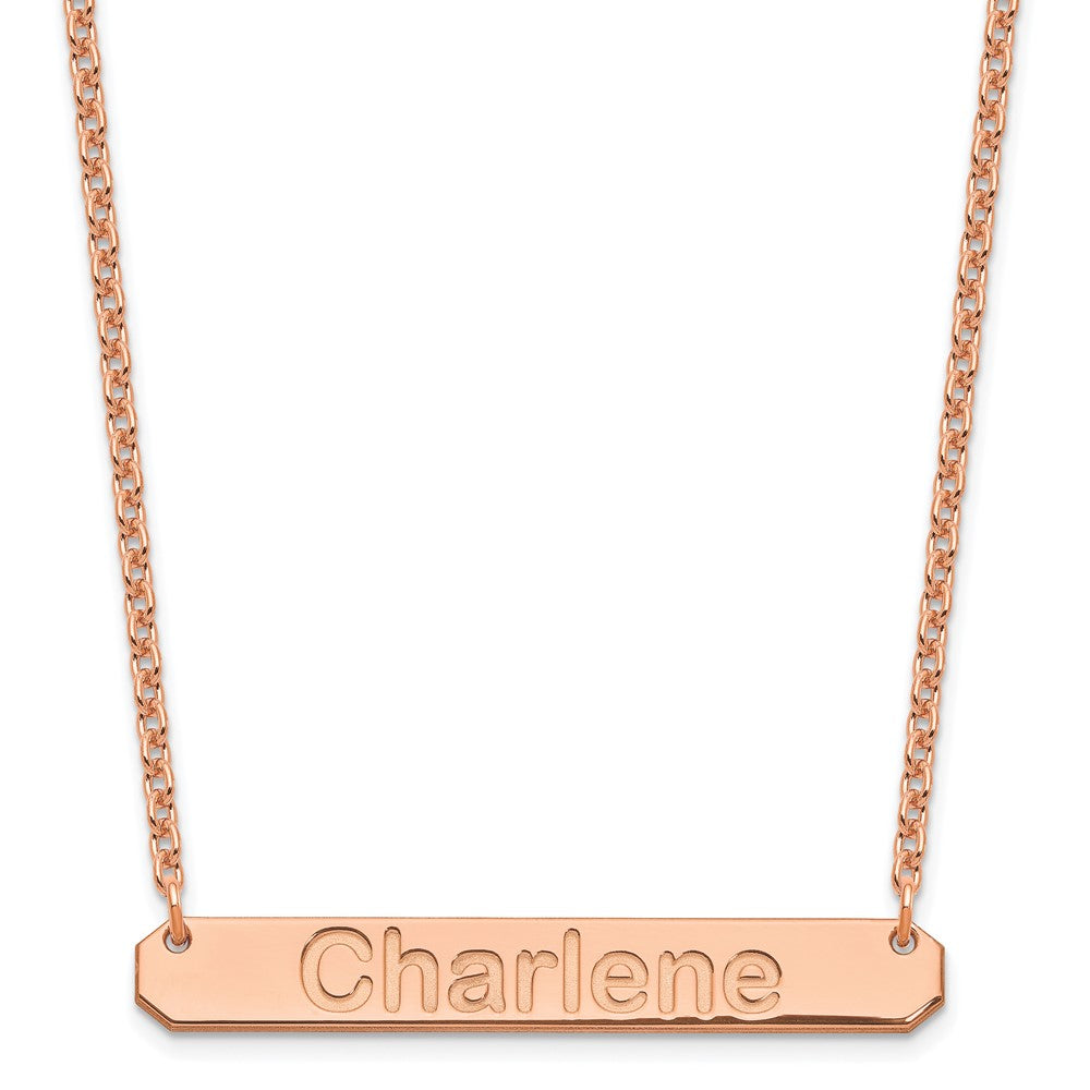 Sterling Silver/Rose-plated Medium ARIAL ROUNDED Bar Necklace XNA1237RP