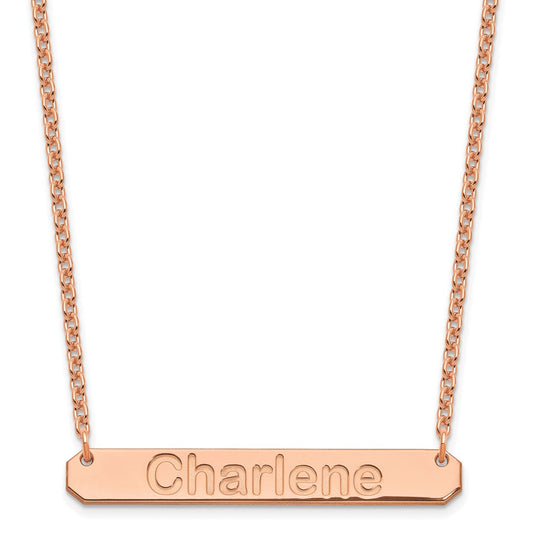 Sterling Silver/Rose-plated Medium ARIAL ROUNDED Bar Necklace XNA1237RP