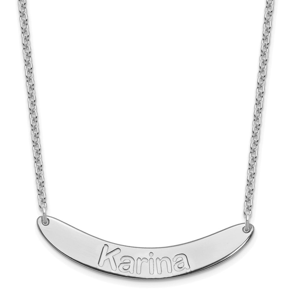 SS/Rhod-plated Medium ARIAL ROUNDED Curved Bar Necklace XNA1240SS