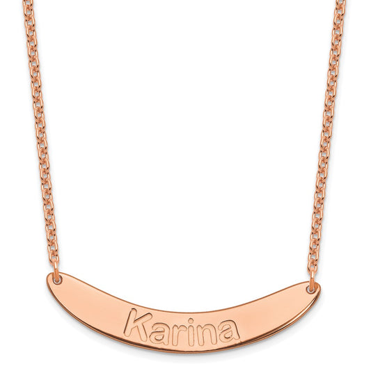 SS/Rose-plated Medium ARIAL ROUNDED Curved Bar Necklace XNA1240rp