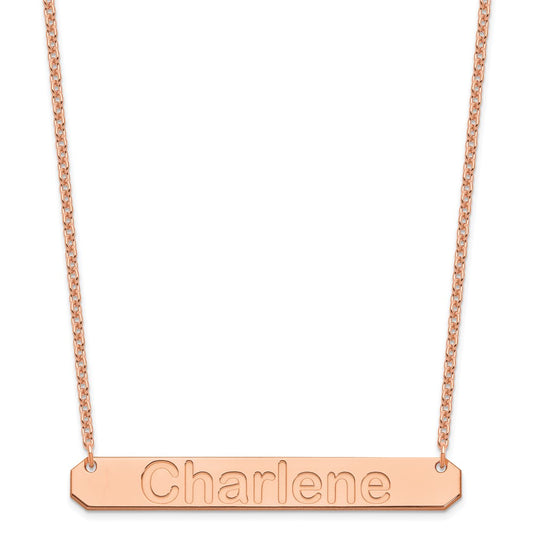 Sterling Silver/Rose-plated Large ARIAL ROUNDED Bar Necklace XNA1242RP