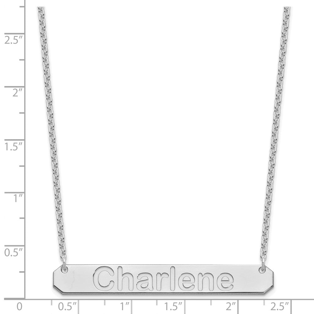 Sterling Silver/Rhodium-plated Large ARIAL ROUNDED Bar Necklace XNA1242SS