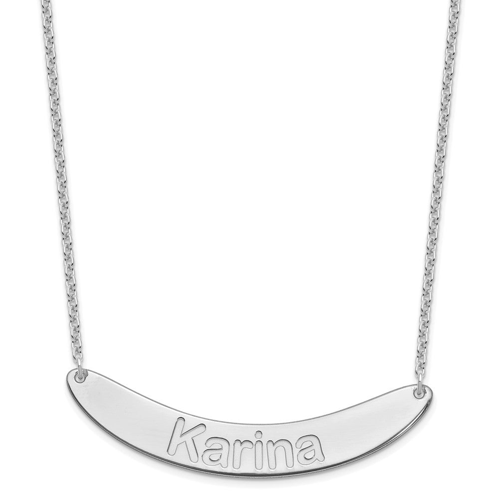 SS/Rhod-plated Large ARIAL ROUNDED Curved Bar Necklace XNA1245SS