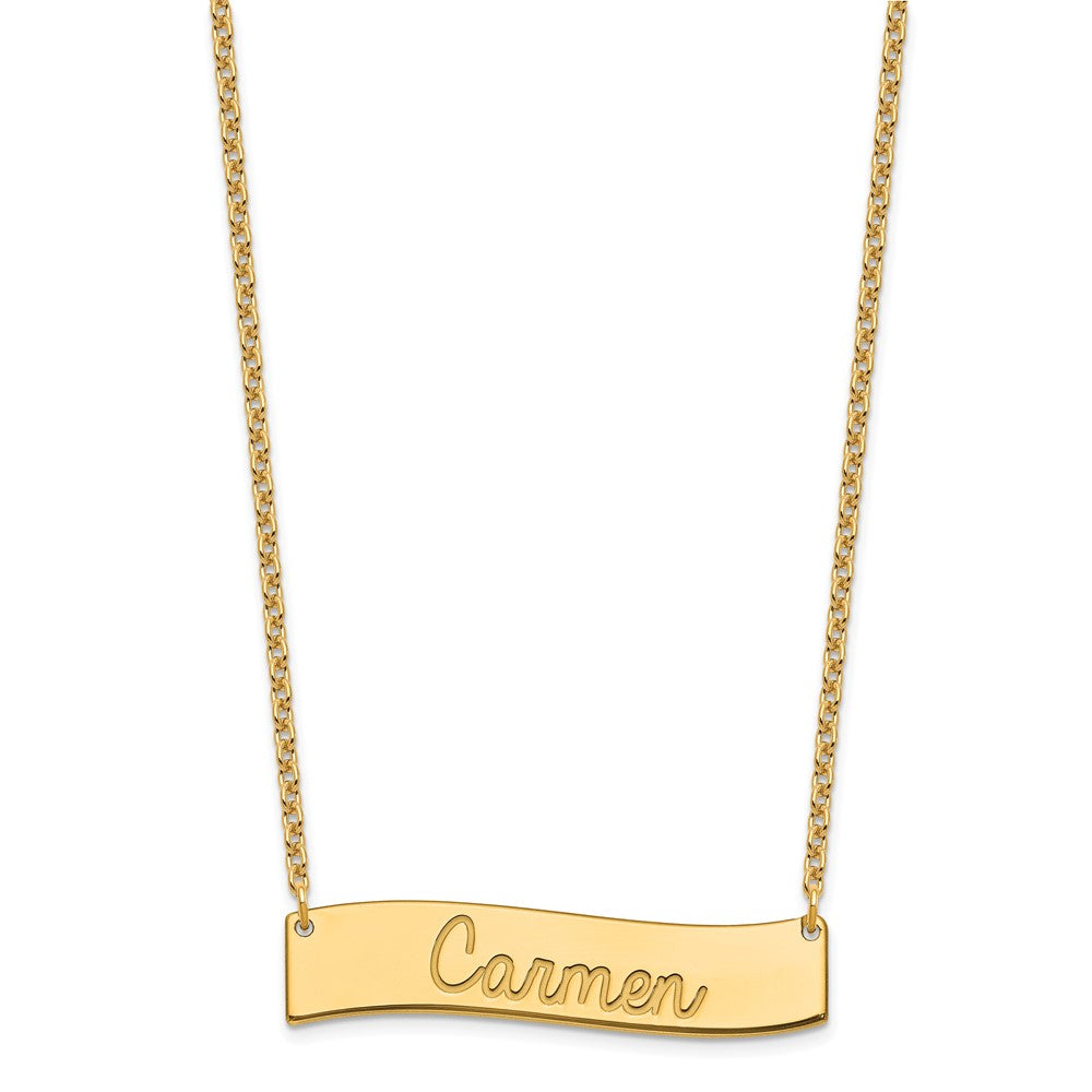 SS/Gold-plated Medium AWAYS IN MY HEART Curved Bar Necklace XNA1254GP