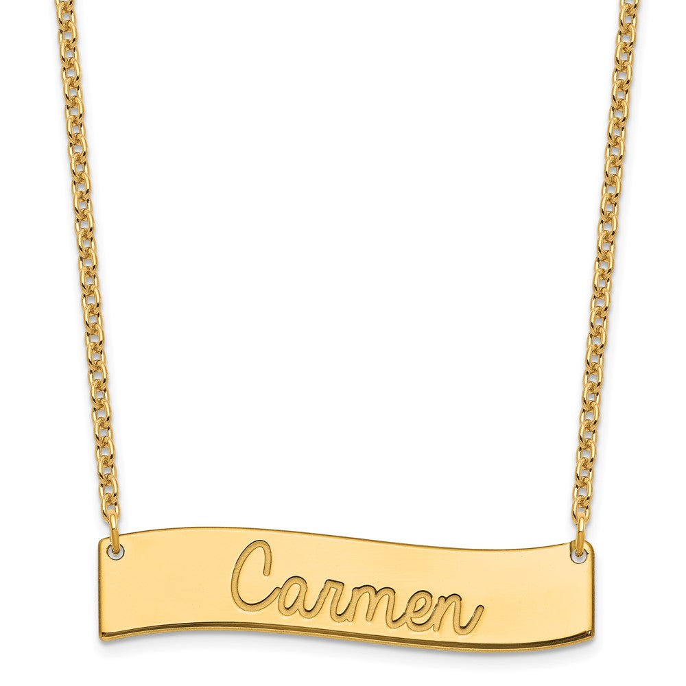 SS/Gold-plated Medium AWAYS IN MY HEART Curved Bar Necklace XNA1254GP