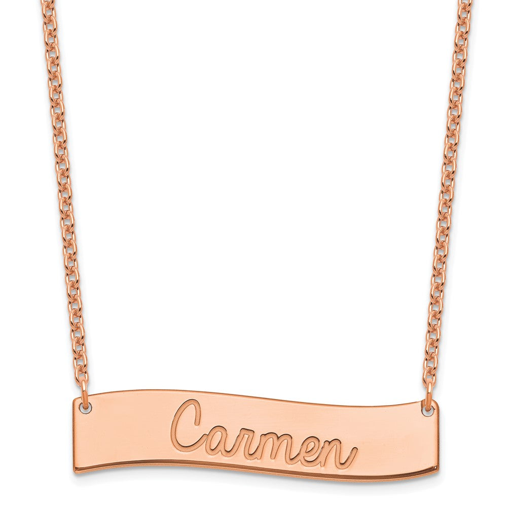 SS/Rose Gold Medium ALWAYS IN MY HEART Curved Bar Necklace XNA1254RP