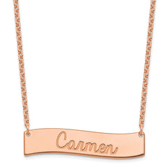 SS/Rose Gold Medium ALWAYS IN MY HEART Curved Bar Necklace XNA1254RP