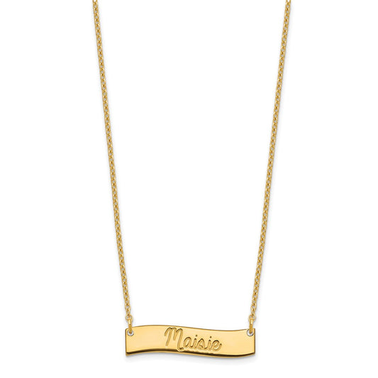 SS/Gold-plated Small AWAYS IN MY HEART Curved Bar Necklace XNA1255GP