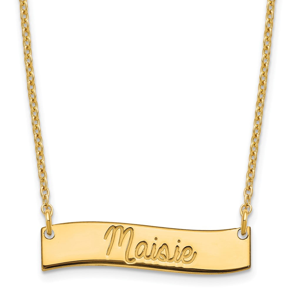 SS/Gold-plated Small AWAYS IN MY HEART Curved Bar Necklace XNA1255GP
