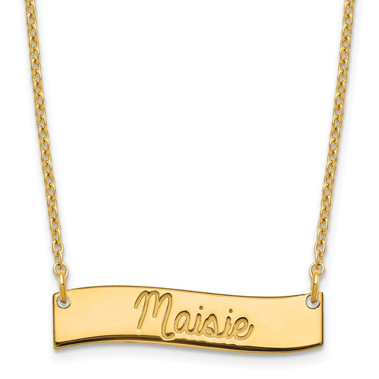 SS/Gold-plated Small AWAYS IN MY HEART Curved Bar Necklace XNA1255GP