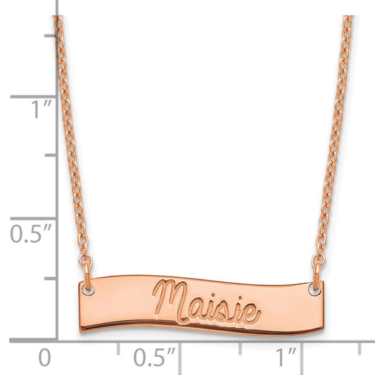 SS/Rose Gold Small ALWAYS IN MY HEART Curved Bar Necklace XNA1255RP