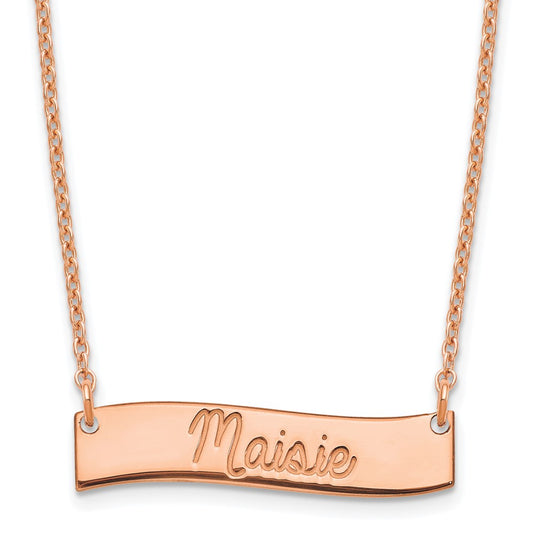SS/Rose Gold Small ALWAYS IN MY HEART Curved Bar Necklace XNA1255RP