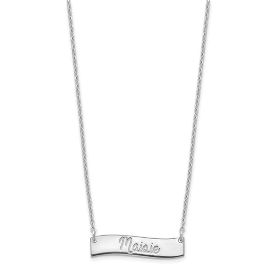 SS/Rhodium-plated Small ALWAYS IN MY HEART Curved Bar Necklace XNA1255SS