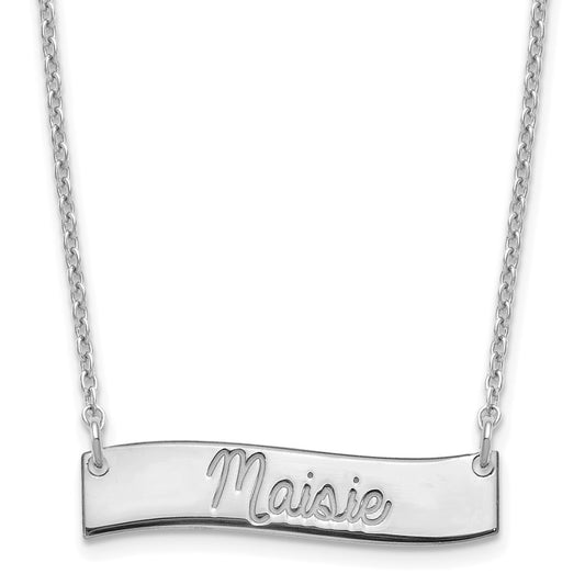 SS/Rhodium-plated Small ALWAYS IN MY HEART Curved Bar Necklace XNA1255SS