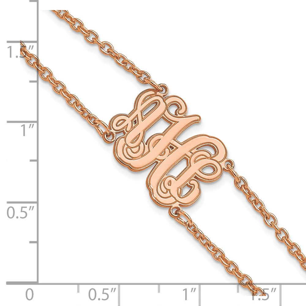 SS/Rose-plated Double Chain Etched Monogram Bracelet XNA1264RP