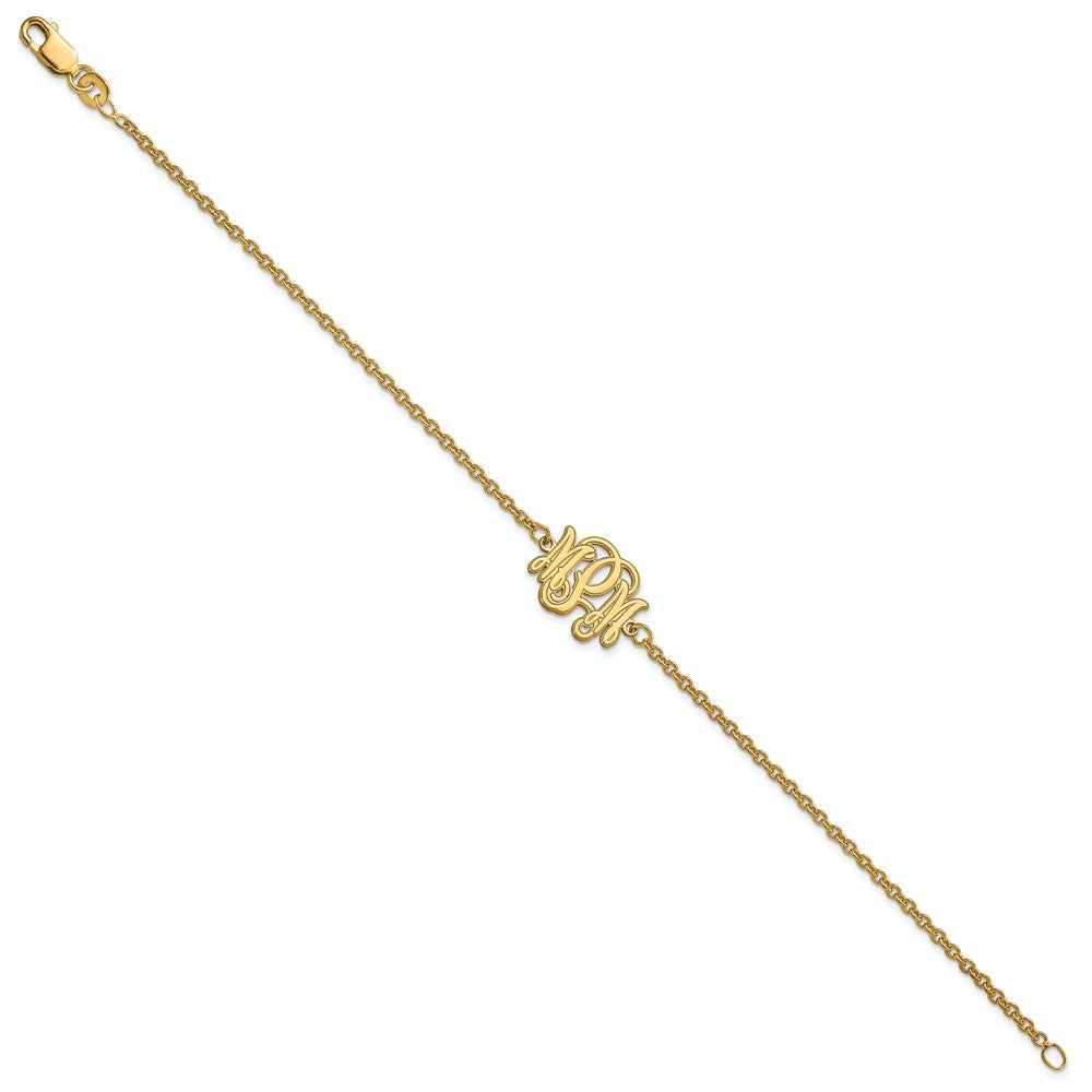 Sterling Silver/Gold-plated Etched Monogram Bracelet XNA1266GP