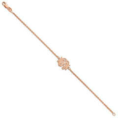Sterling Silver/Rose-plated Etched Monogram Bracelet XNA1266RP