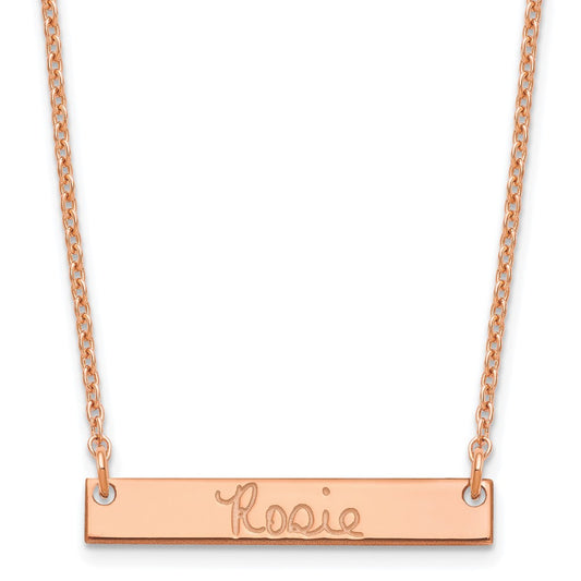 Sterling Silver/Rose-plated Small Signature Bar Necklace XNA1273RP