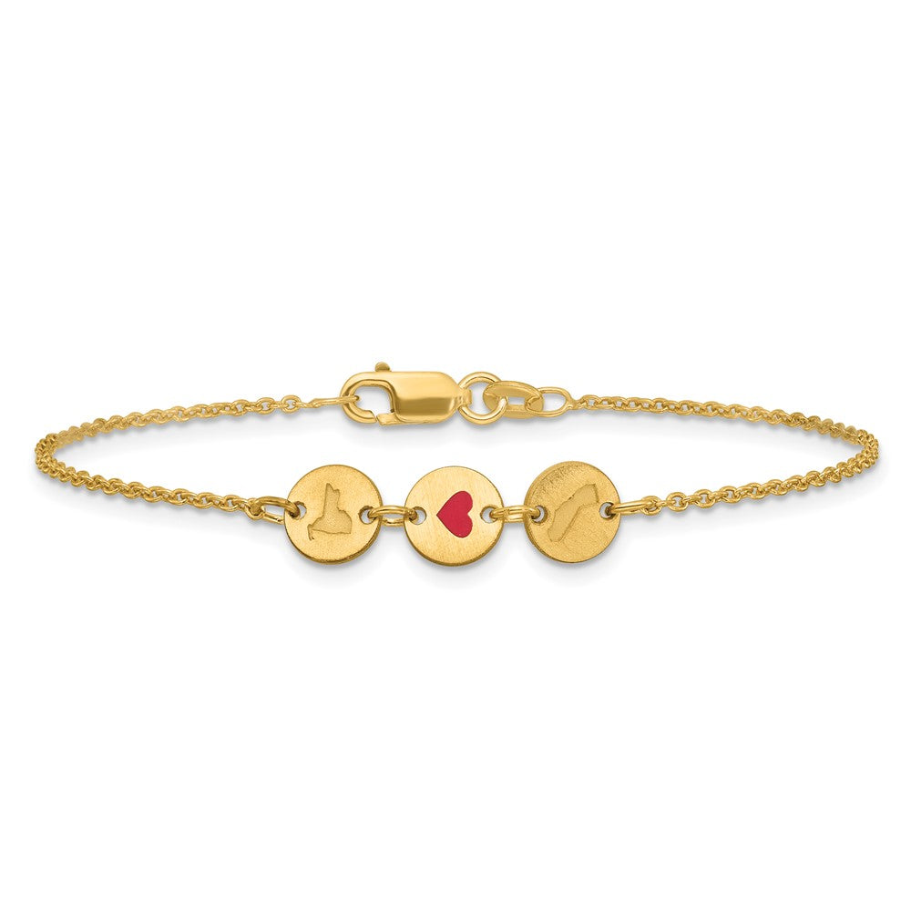 Sterling Silver/Gold-Plated State Heart State Disc Bracelet XNA1524GP