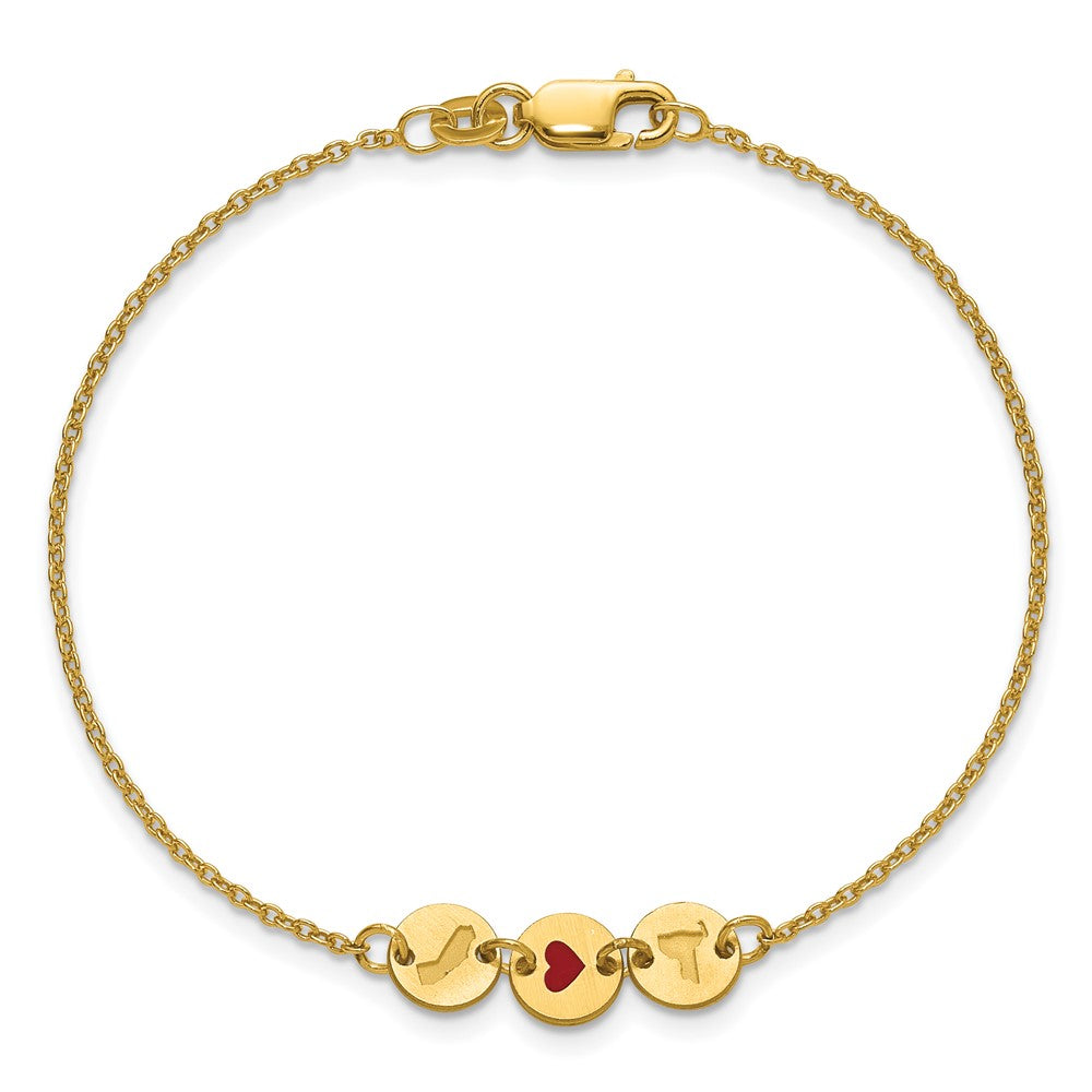 Sterling Silver/Gold-Plated State Heart State Disc Bracelet XNA1524GP