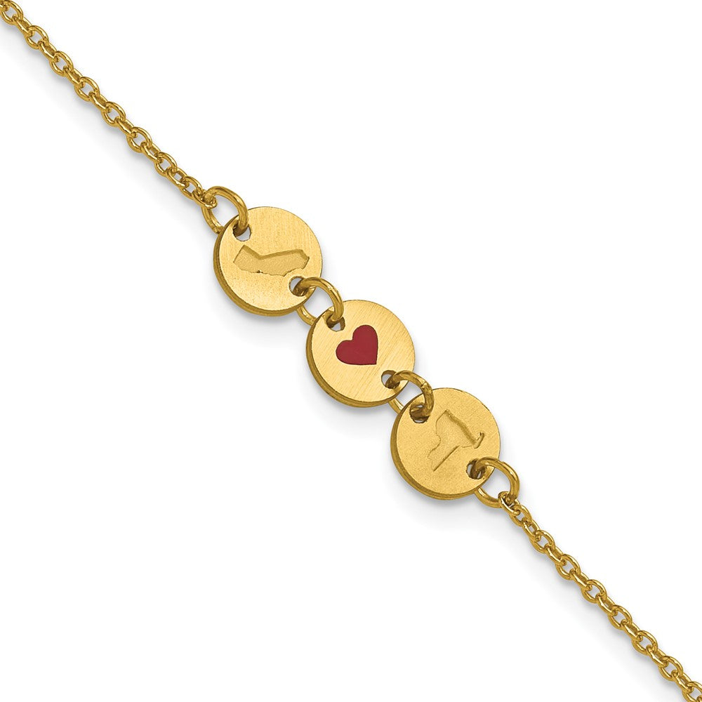 Sterling Silver/Gold-Plated State Heart State Disc Bracelet XNA1524GP