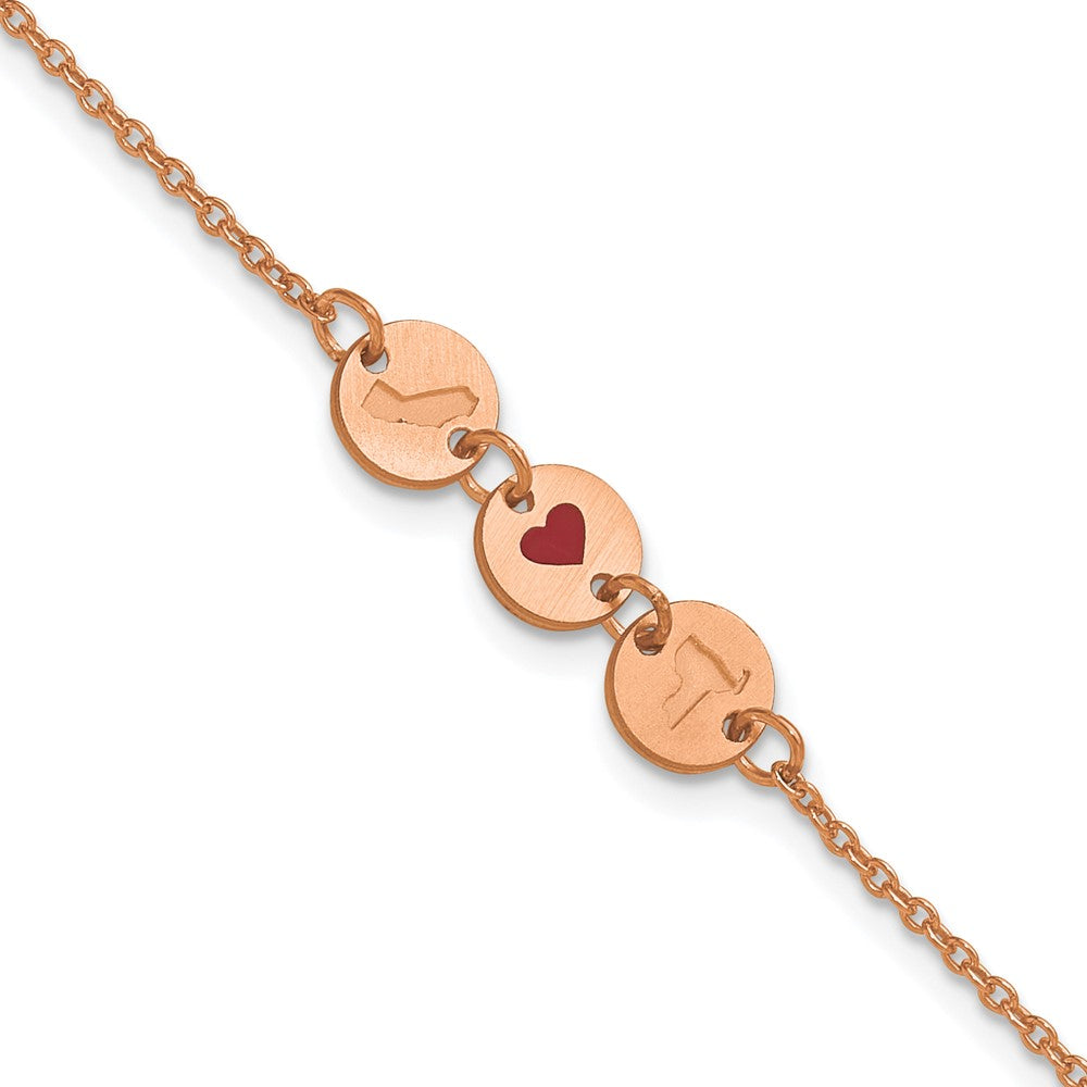 Sterling Silver/Rose Gold-Plated State Heart State Disc Bracelet XNA1524RP