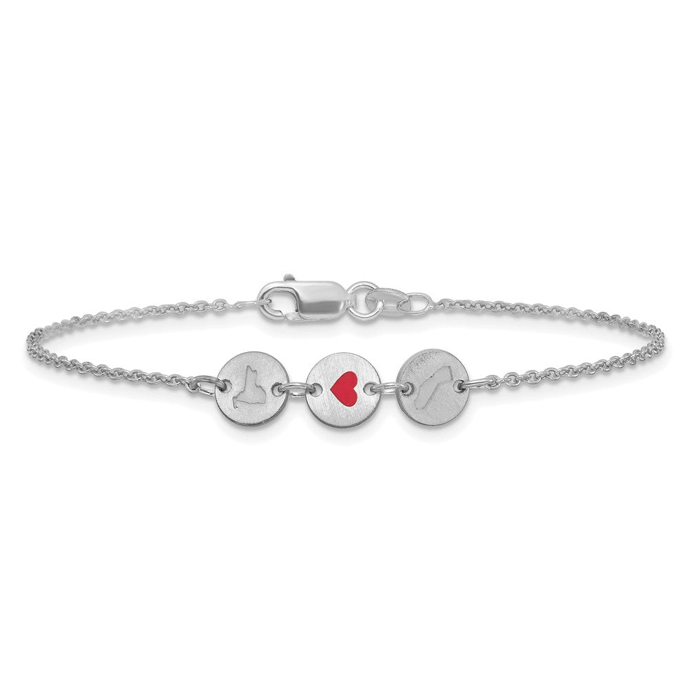Sterling Silver/Rhodium-plated State Heart State Disc Bracelet XNA1524SS