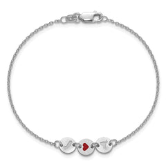 Sterling Silver/Rhodium-plated State Heart State Disc Bracelet XNA1524SS